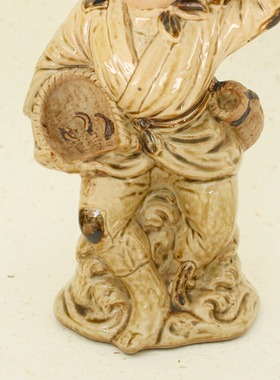 双子商店 孤品中古日本制职人手作火男造型陶制酒壶装饰摆件