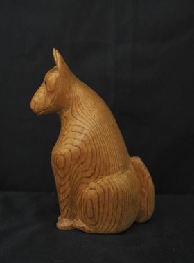 双子商店 孤品中古日本制手工木雕生肖狗马装饰摆件