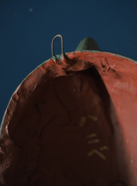 中古日本鸟人摆件陶制雷震子挂件