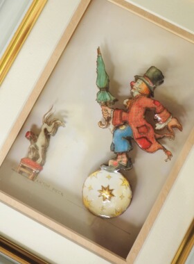 孤品中古日本制荷兰插画师ANTON PIECK小丑系列手作立体装饰画