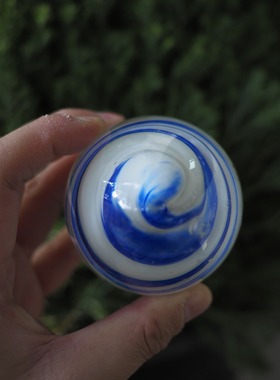 双子商店 孤品中古日本制手作玻璃螺旋纹蛋形装饰摆件 镇纸摆件