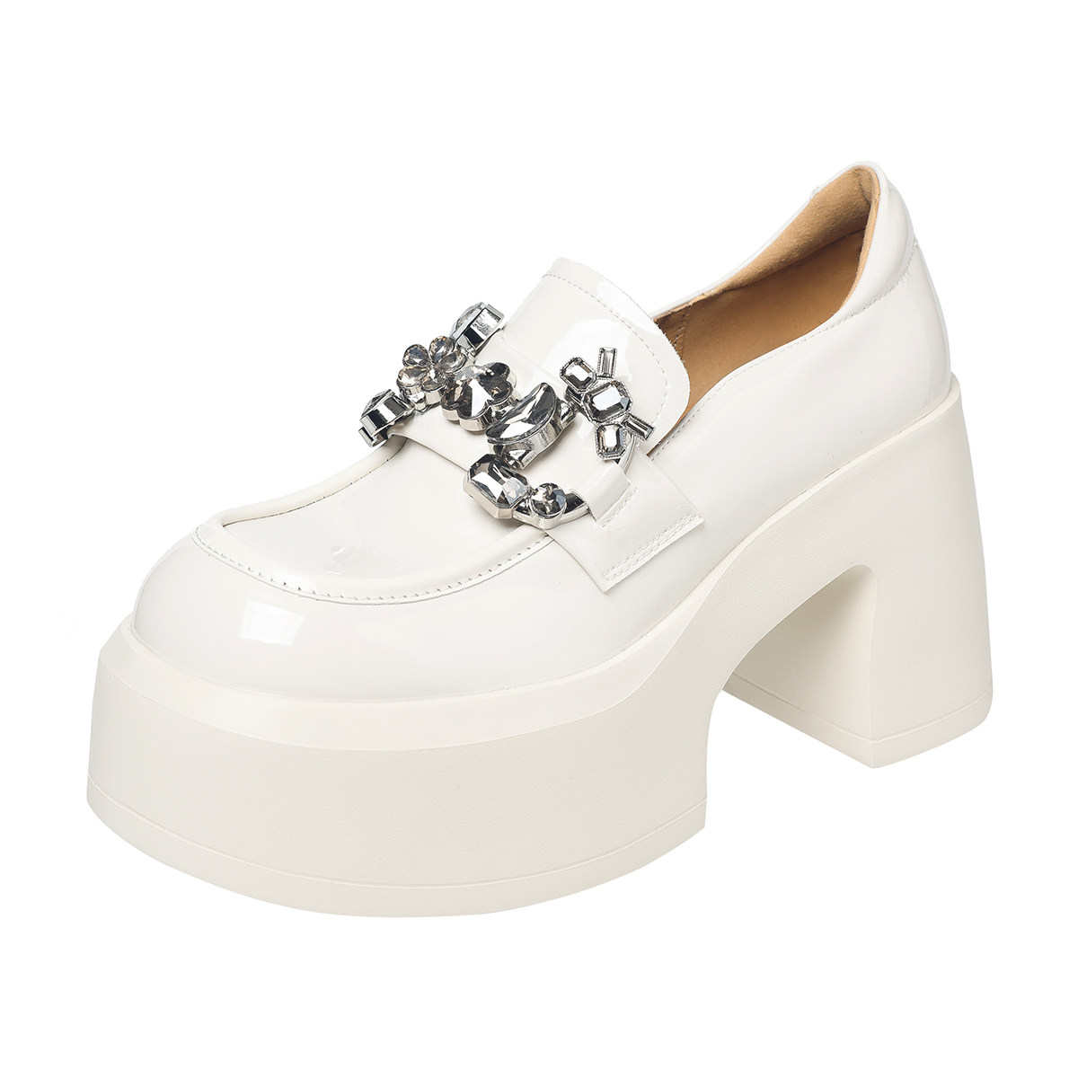 学院风增高女鞋粗高跟休闲鞋真皮低帮单鞋松糕跟厚底乐福鞋金属扣,淘宝优惠券,粉丝福利购,淘宝优惠卷