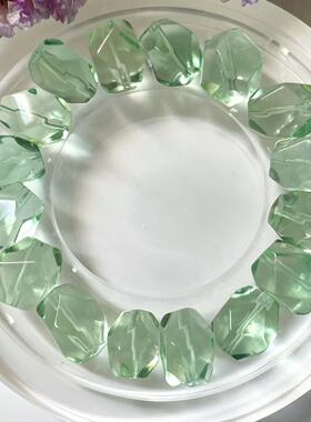 天然蓝绿萤石随型散珠大颗粒不规则刻面绿色系水晶配件DIY手串