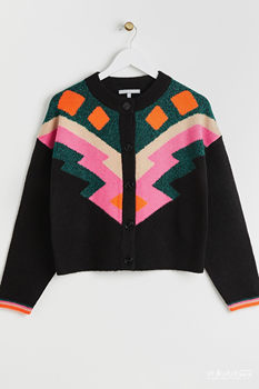 UK ການຊື້ຂອງແທ້ 01.20 ຍີ່ຫໍ້ທີ່ມີຊື່ສຽງ NEXT ຍີ່ຫໍ້ໃຫມ່ຂອງແມ່ຍິງ Trendy ພິມ Knitted Versatile Cardigan