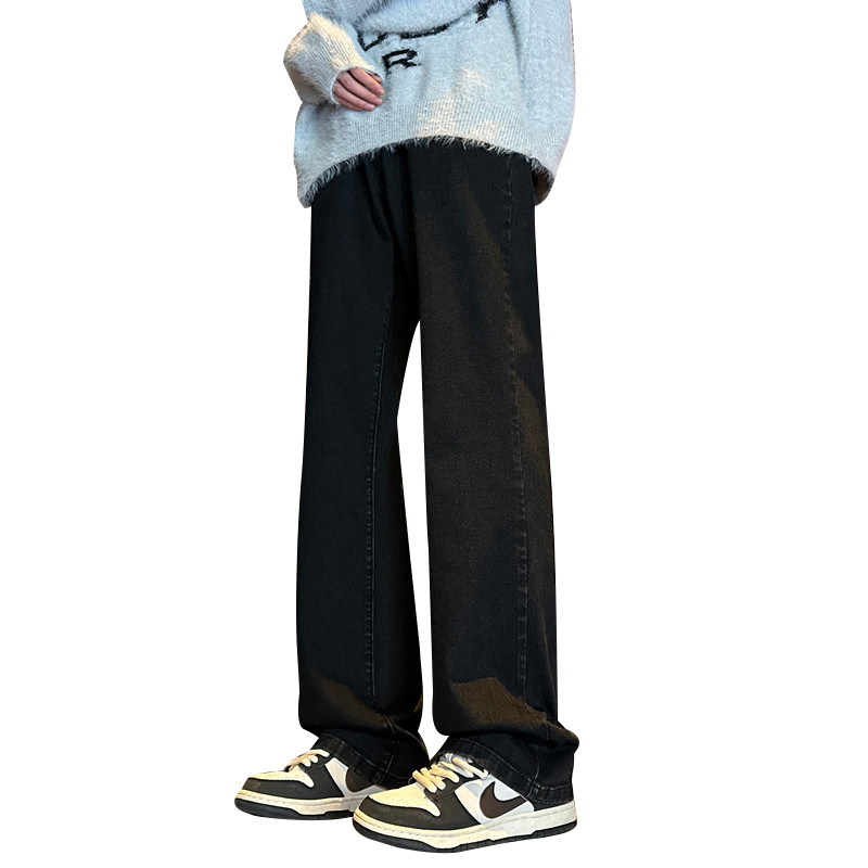 黑色牛仔裤男女春秋美式ins高街宽松百搭直筒裤复古简约情侣裤子,淘宝优惠券,粉丝福利购,淘宝优惠卷