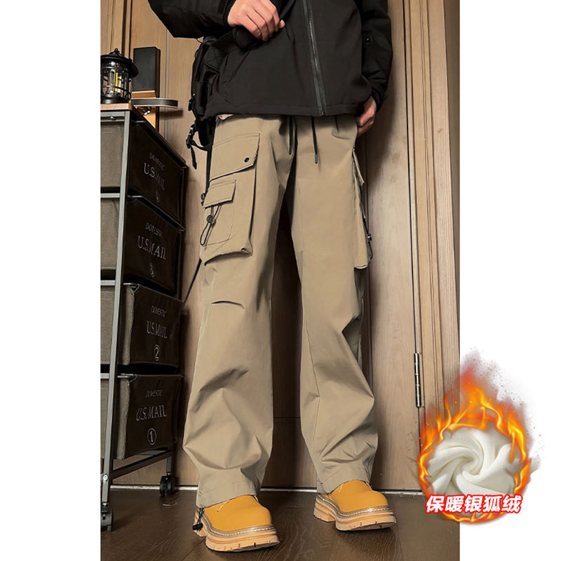 美式复古多口袋直筒工装裤男高街潮牌宽松纯色百搭阔腿休闲长裤子,淘宝优惠券,粉丝福利购,淘宝优惠卷