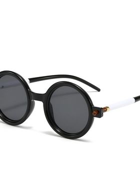 新款欧美时尚圆框太阳镜女轻奢复古墨镜户外拍照防紫外线