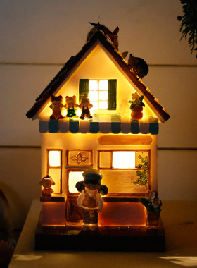 庭院创意装饰挂件户外摆件花园太阳能灯发光树挂鸟屋阳台墙壁布置