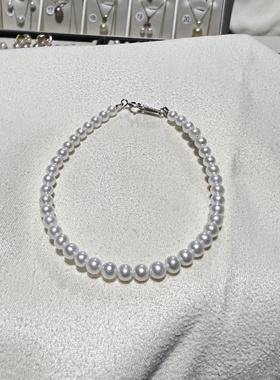 天然淡水珍珠baby珠手串近圆强光手饰S925纯银柔光手链简约气质款
