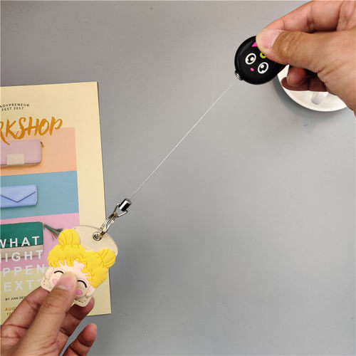 门禁卡套钥匙扣出租屋伸缩式电梯水滴圆形可爱少女ic卡迷你小卡套 - 图0