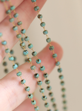 复古绿松水滴钛钢项链