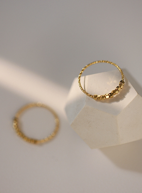 GGW 六边形小方块批花钛钢戒指 冰块碎银子指环精致手饰素雅戒圈