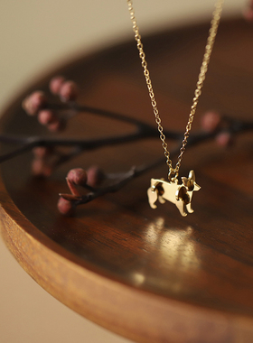 GGW 萌宠猫咪小狗柯基犬锁骨链 积木猫狗钛钢项链闺蜜款短链颈饰