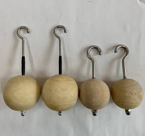 ninja 忍者健身 不锈钢勾直径7CM黄檀木球铁钩引体向上球攀岩球 - 图1