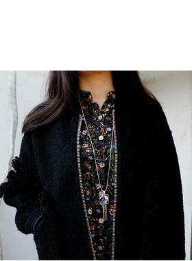 韩国流苏锆石珍珠复古长款毛衣链