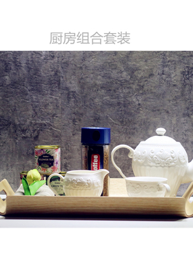 洛可可厨房咖啡壶整体瓷砖摆件