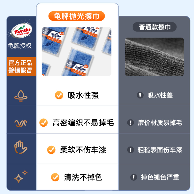 龟牌洗车毛巾擦车布汽车专用巾打蜡镀膜抹布不掉毛车用不留水印