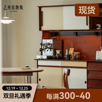 B Boat Building Collection) Retro Solid Wood Rock Board Dining Side Cabinet Kitchen Lockers Small Household Type Home Leaning Wall Wine Water Cabinet