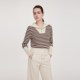 Gloria Wool Top Women's Lapel Striped Sweater