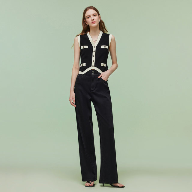 Gloria spring black jeans high waist pants for women