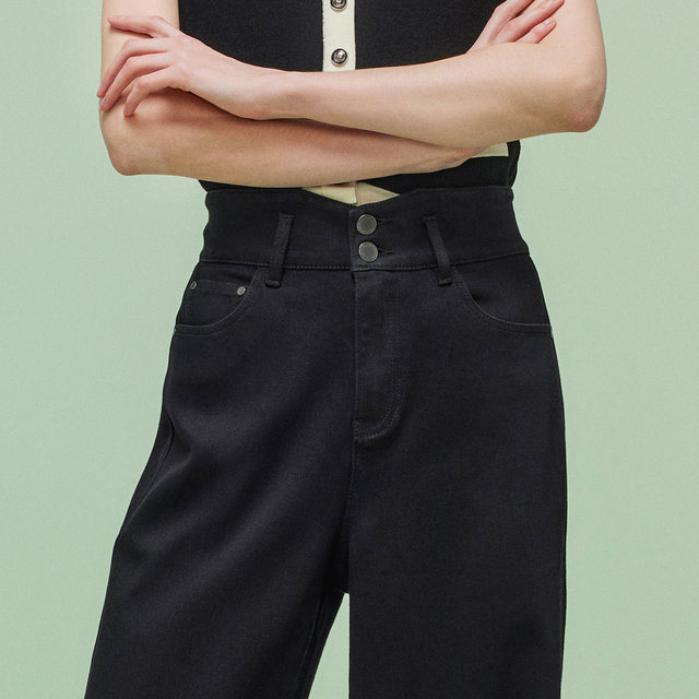 Gloria spring black jeans high waist pants for women