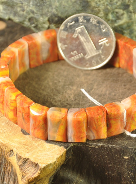 同料天然北票红缟玛瑙手串战国红