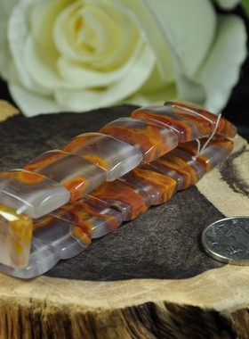 天然北票战国红缟玛瑙手链