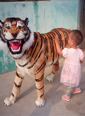 大型仿真老虎狮子影楼照相摆件