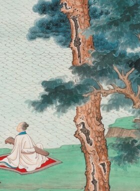 近现代任重 观瀑图山水画国画超高清微喷挂画装饰画复制临摹范本