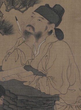 1:1五代南唐 周文矩 文苑图卷横版仿古名家字画人物画像高清微喷