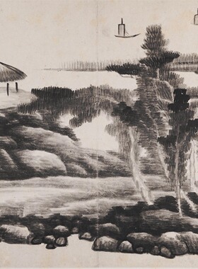 龚贤山水册页国画高清微喷临摹