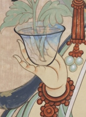高山 观音菩萨像敦煌壁画人物竖版挂画装饰画高清艺术微喷复制