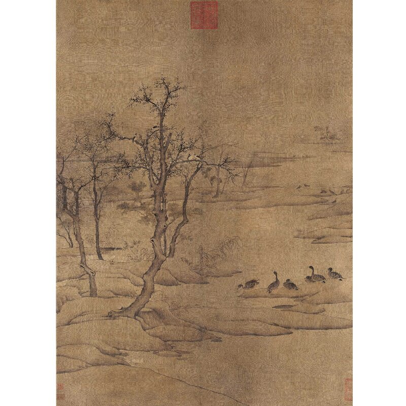 宋代大雁画,秋塘双雁图,一行大雁简笔画_大山谷图库