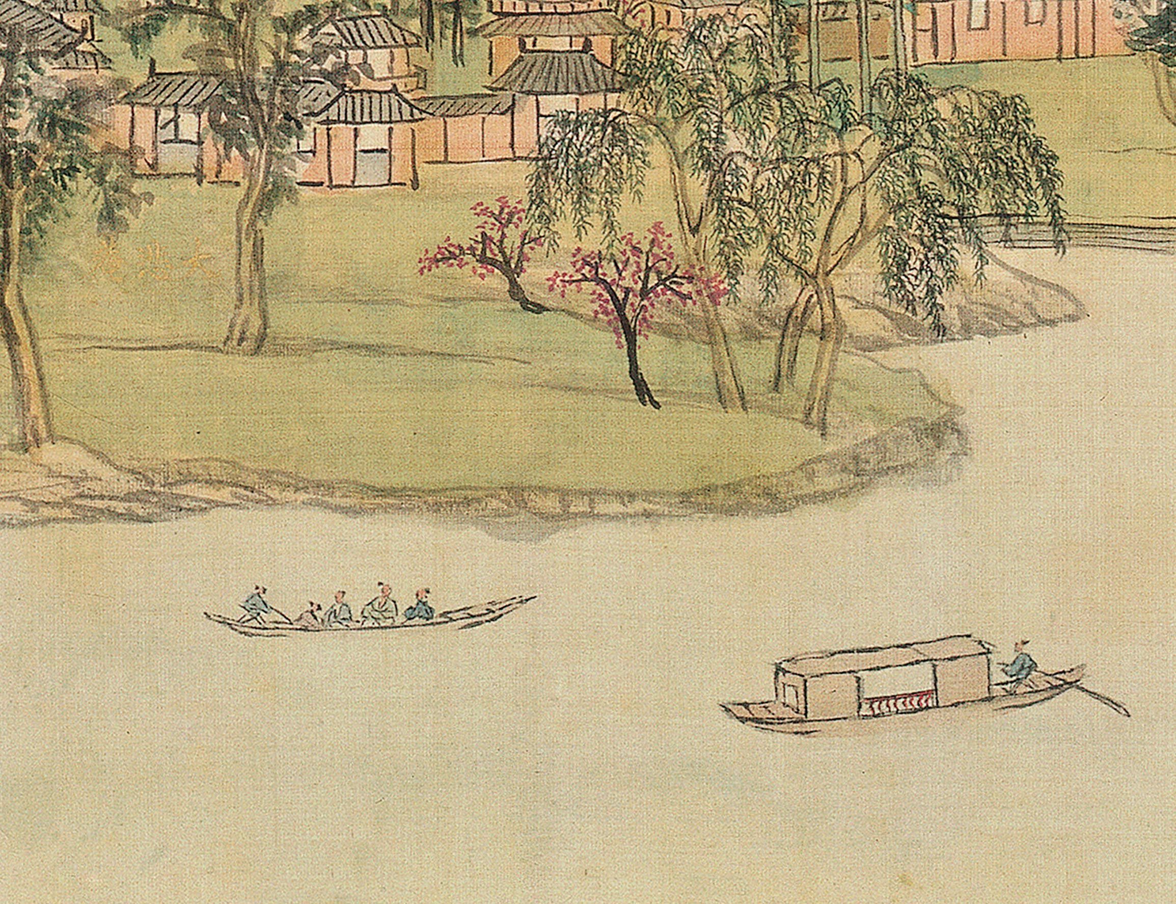 包邮清 王原祁 西湖十景图卷古代名字画高清艺术微喷装饰画