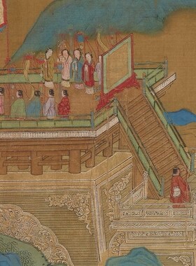 仇英图卷三大青绿超清仿古字画
