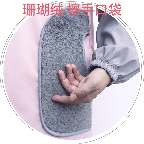 防水防油围裙长袖可爱韩版家用厨房反穿衣男女时尚工作服大人罩衣 - 图1