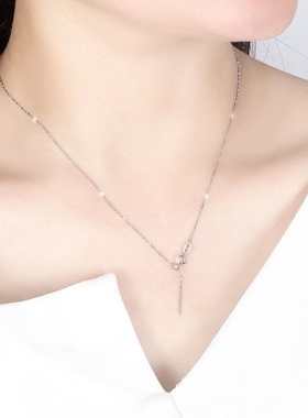 正品S925镀银项链女学生银链子无吊坠锁骨颈链盒细链裸链素链蛇骨