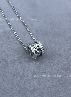 18k玫瑰金镶钻小蛮腰弹簧陶瓷项链女cnc轻奢锁骨链满钻轻奢