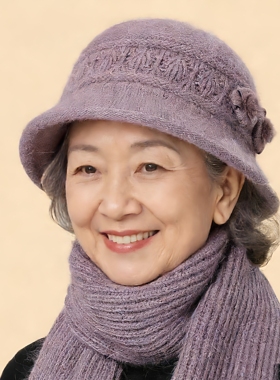 中年妈妈帽子女冬季兔毛保暖毛线帽老年人奶奶老人老太太秋冬棉帽