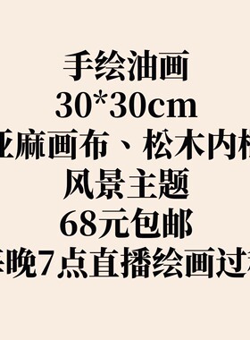 30*30cm 手绘 油画 装饰画 风景 树林  自然  雪山 湖 LJL涂 客厅