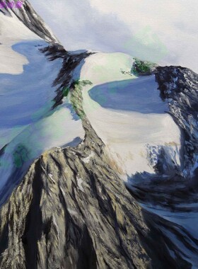 120*80cm 手绘 油画 装饰画 雪山 冬 山峰 石头  LJL涂 挂画 画布