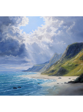 50*70cm 手绘 写实油画  山水 山 户外 风景 高端油画 LJL涂