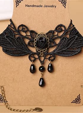 欧式外贸复古玫瑰花手工原创蕾丝颈链女短项链项圈饰品批 发