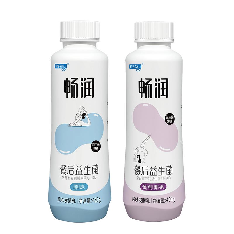 新品得益畅润酸牛奶450g*4瓶低温冷藏早餐代餐益生菌酸奶学生酸奶 - 图1