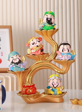 热销大五路财神爷招财摆件办公室前台客厅电视柜玄关装饰开业新居