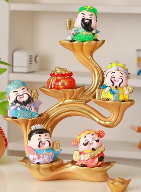 热销五路财神爷招财摆件办公室前台客厅电视柜酒柜装饰品开业送人