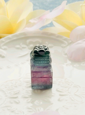 已出！稀有纯天然巴西老坑料蓝紫色碧玺大印章吊坠摆件多用途