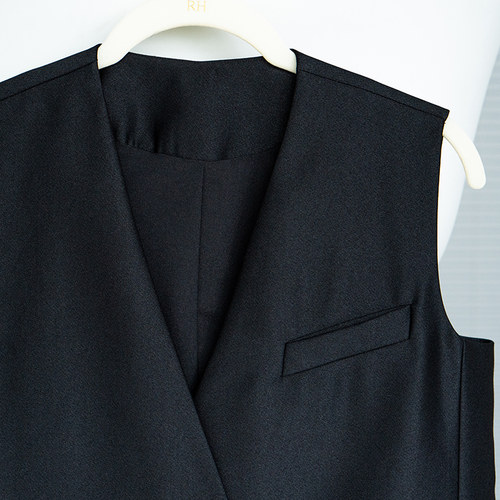 罗衣气质通勤黑色套装女夏季时尚休闲无袖上衣九分裤两件套09029 - 图2