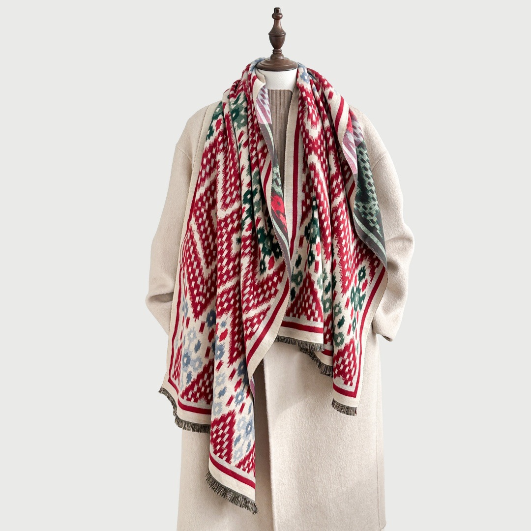 冬季新款仿羊绒围巾女高级感百搭保暖披肩外搭加厚双面 - 图1