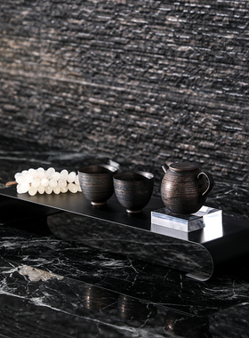 现代中式风功夫茶具托盘装饰品